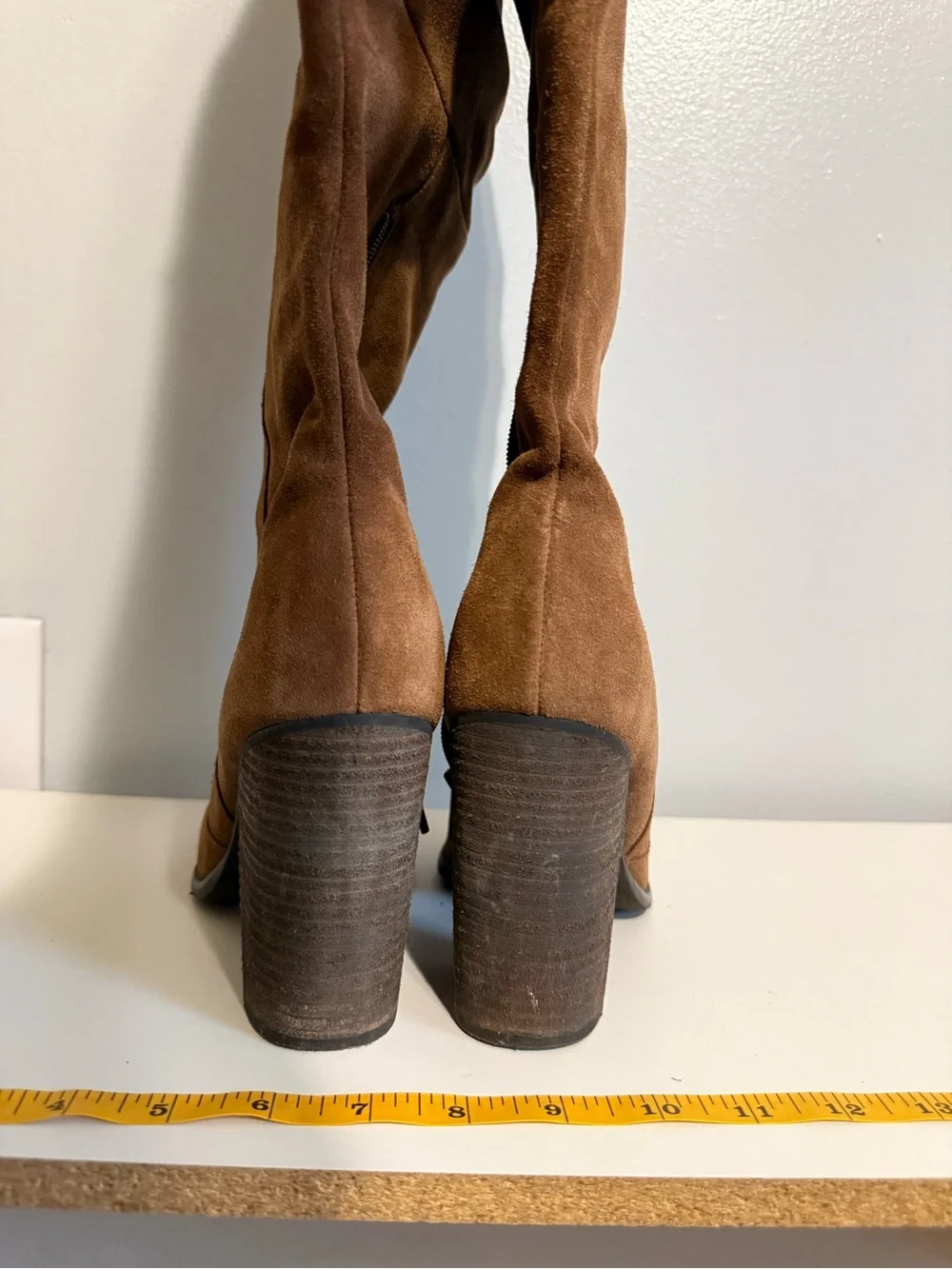 Carlos Tall Brown Suede Over-The-Knee Block Heel Boot